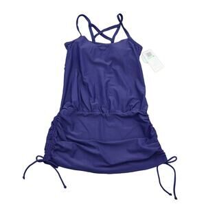Sol Collective Swimsuit Womens 8 Blue Tankini Swimdress Convertible Build in Bra